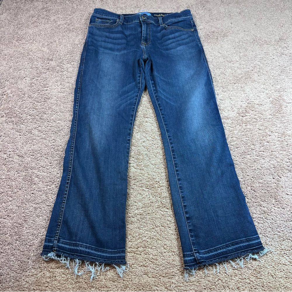 7 for all Mankind Jeans Women's Blair Denim Cropped Boot Freyed Hem Size 30